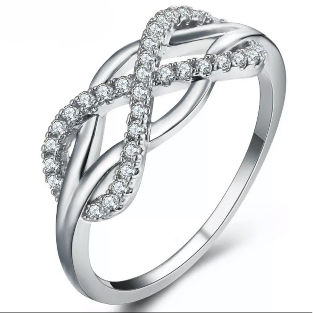Sterling silver diamond infinity ring - Picture 3 of 4